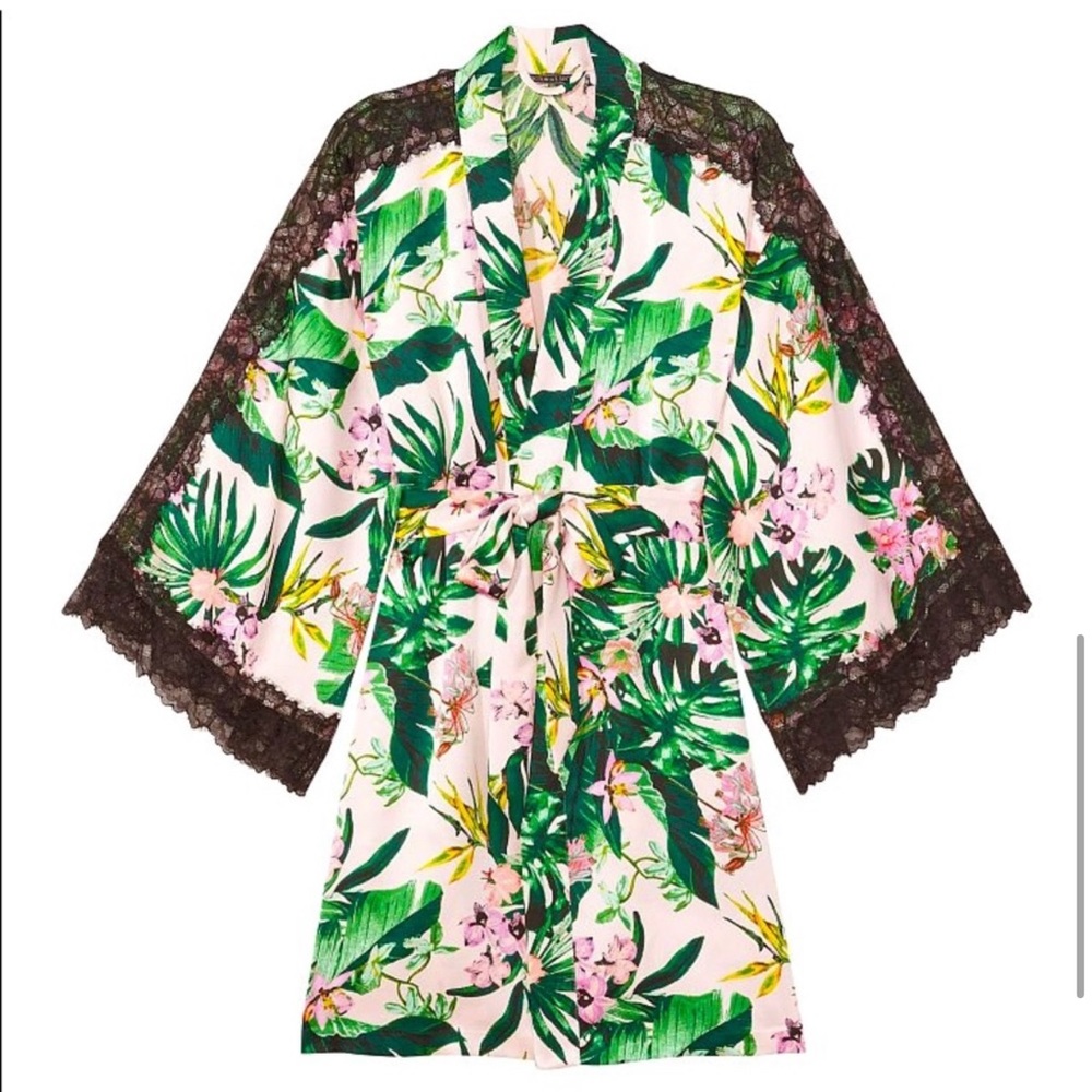 NWT Victoria’s Secret tie robe kimono pajama tropic paradise lace - Picture 2 of 5